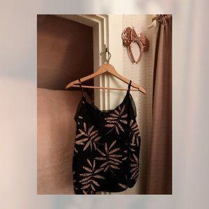 AND Black Floral Tank Top Camisole Top // M
